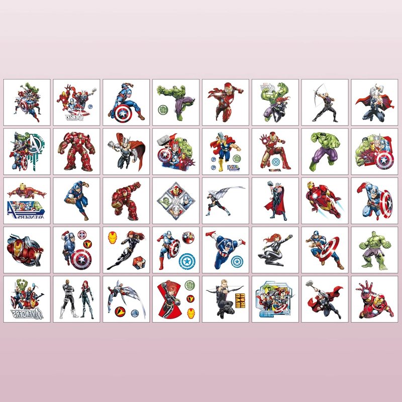 Avengers Temporary Tattoos for Kids - 40pcs Birthday Party Favors | Fun Cartoon Stickers for Home Activities