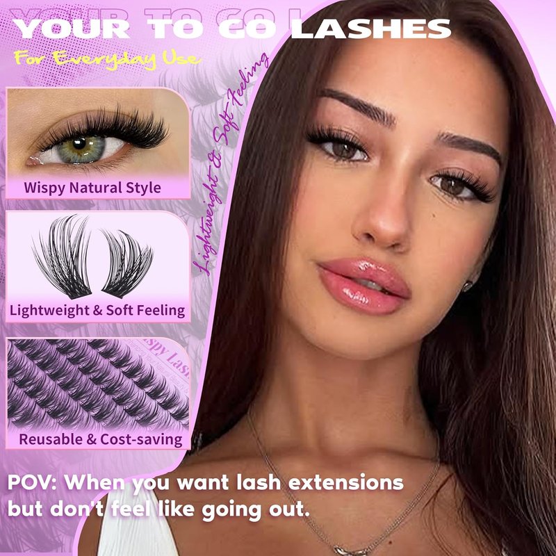EYDEVRO Wispy Lash Clusters - Natural 9-18mm Eyelash Extensions | 192 Pcs DIY Individual Lashes