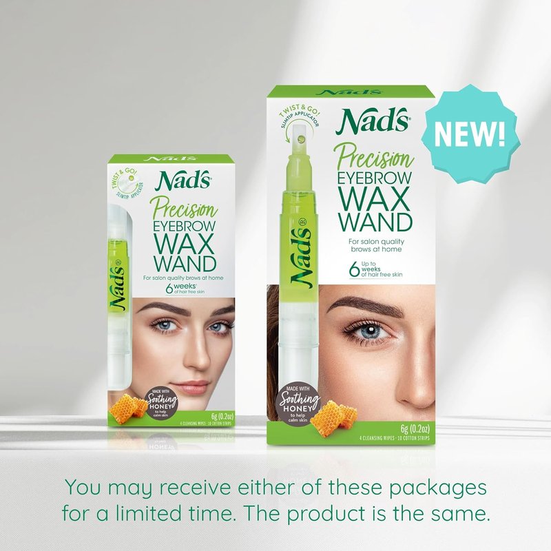 Nad's Eyebrow Shaper Wax Kit Eyebrow Facial Hair Removal Delicate Areas Cotton Strips, Cleansing Wipes, 0.2 Ounce (Pack of 1)