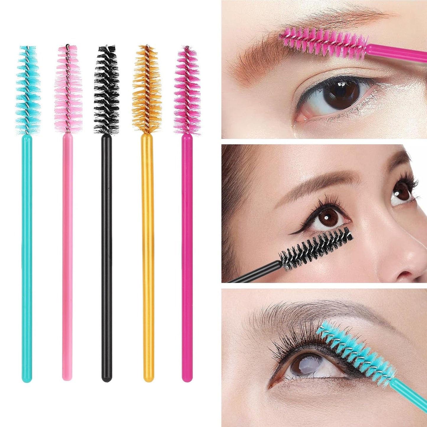Tbestmax Disposable Mascara Wands - Eyelash Brush Spoolies for Extensions | 5 Color Options