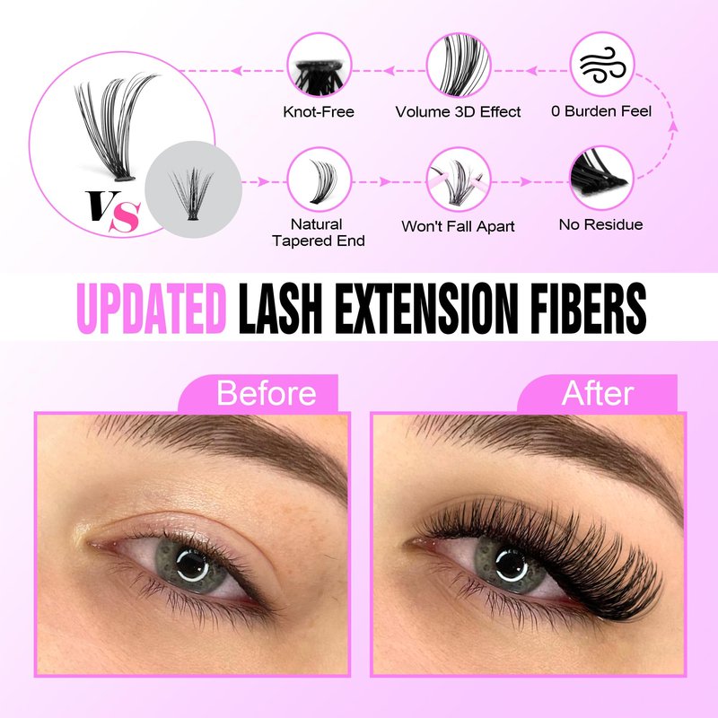 Pawotence Lash Extension Kit DIY 280pcs Individual Lash Clusters Kit 30D Natural 8-15mm Cluster Eyelash Extensions Kit with Lash Bond and Seal, Lash Tweezers for Self Use (30D, 0.07D, 8-15mm, Kit)
