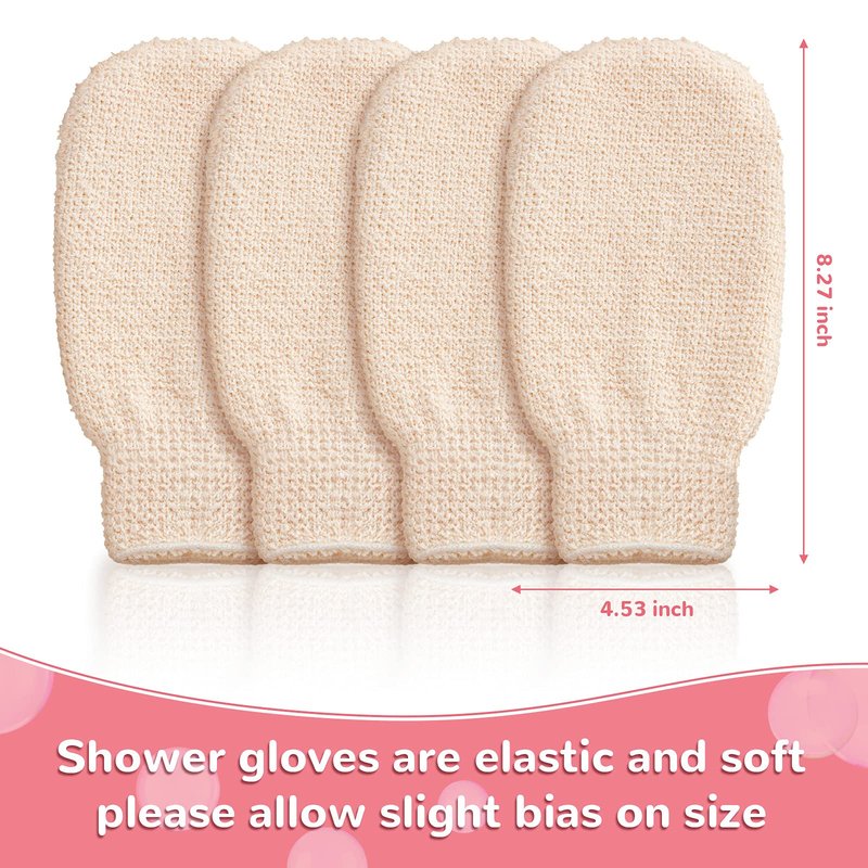 4 Pieces Bath Shower Mitt Exfoliating Mitt Scrubbing Glove Deep Exfoliating Bath Glove for Exfoliating Scrubber