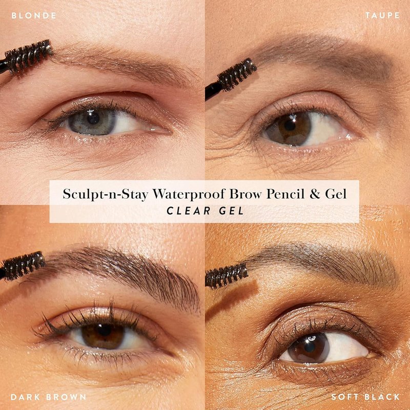 Laura Geller New York Sculpt-N-Stay 2-in-1 Waterproof Eyebrow Pencil & Brow Gel - Taupe | Fills, Defines & Sets Brows