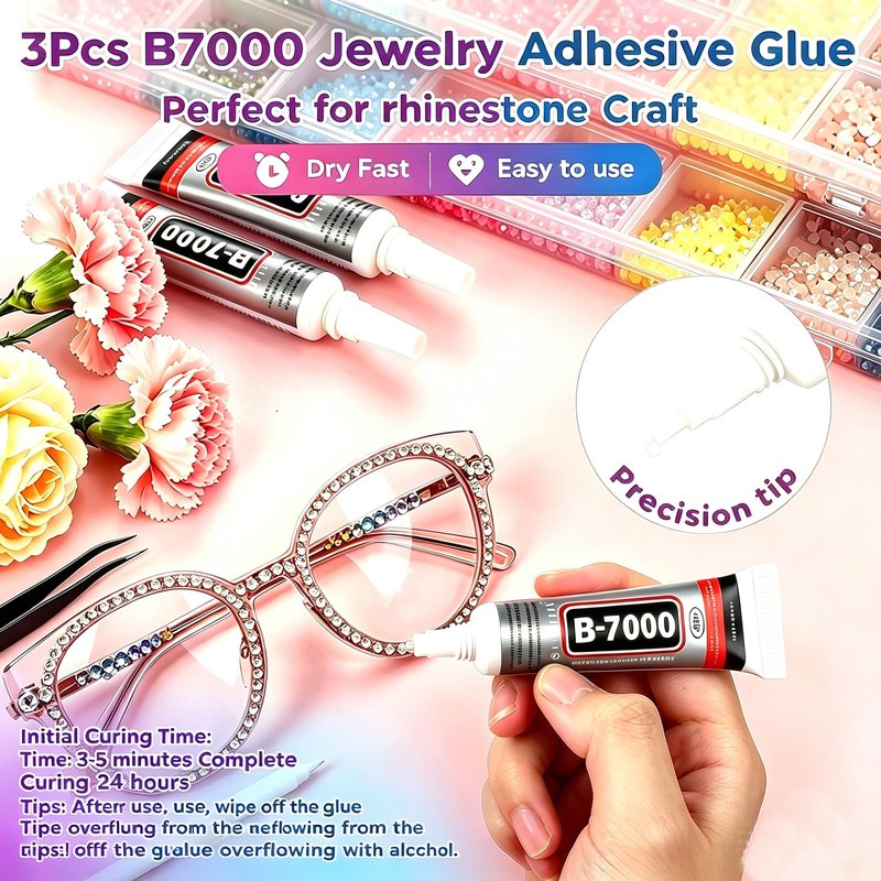 40 Color Resin Jelly Rhinestones for Bedazzling, 3mm Flatback Gems for Diamond Art, Bedazzler Kit with 3Pcs 10ml B7000 Jewelry Glue for Nail Art Crafting Book Makeup(36000Pcs)