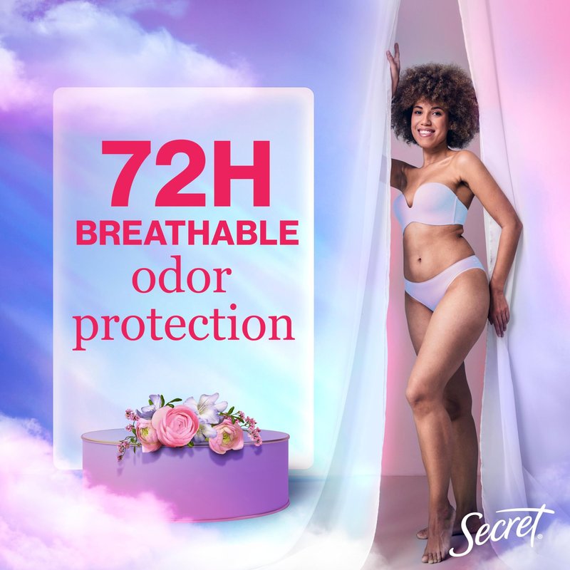 Secret Fresh Antiperspirant Deodorant for Women, 72hr Breathable Sweat & Odor Protection, Instant Freshness & Gentle, PH Balancing Minerals, Clear Gel, Delicate Rose Scent, 3.4 oz