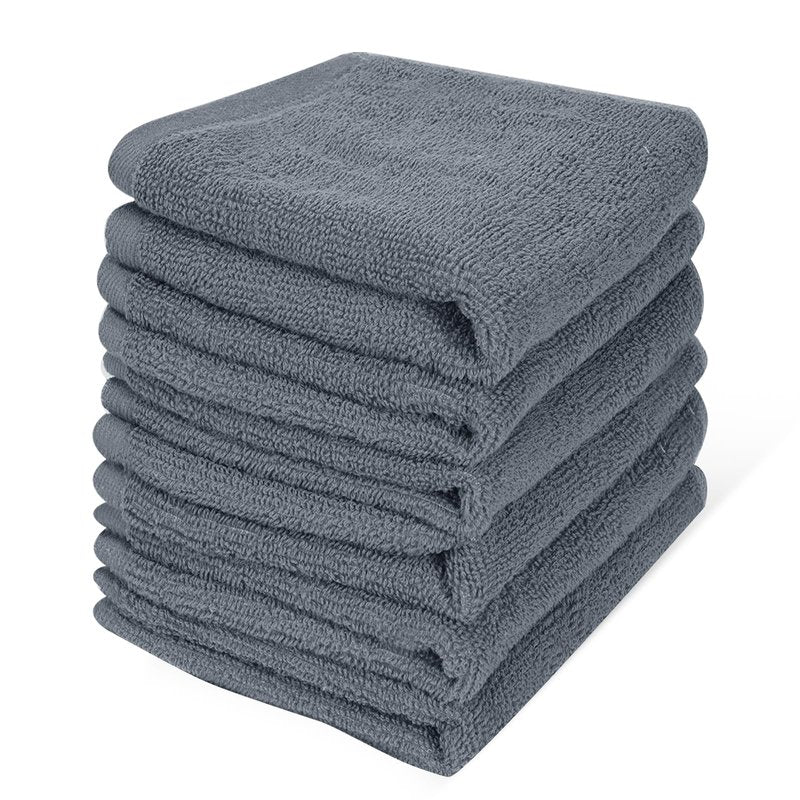 Keith Lun 6 Pack 100% Cotton Wash Cloth, 12x12Inch Highly Absorbent and Soft Feel Fingertip Towels, Machine Washable Washcloths for Bathroom, Gym, Hotel, Spa and Kitchen, Grey