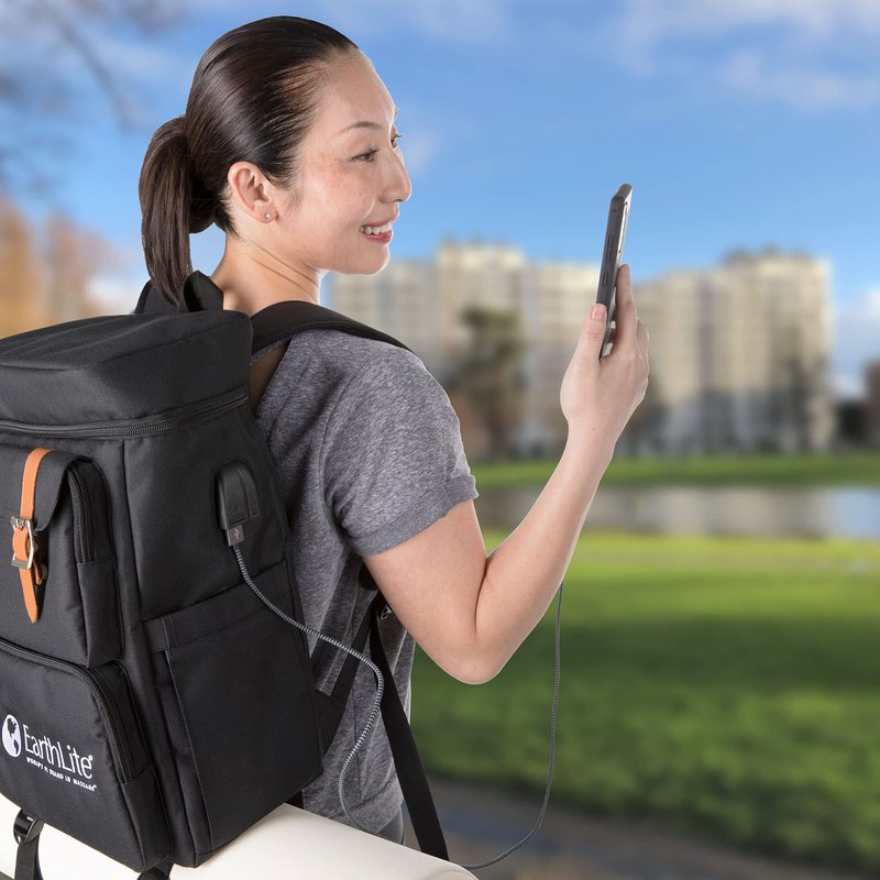 EarthLite LMT Go-Pack – The Ultimate Massage Therapist Travel Backpack. Water Resistant, USB Charging Port, Multiple Compartments, Black