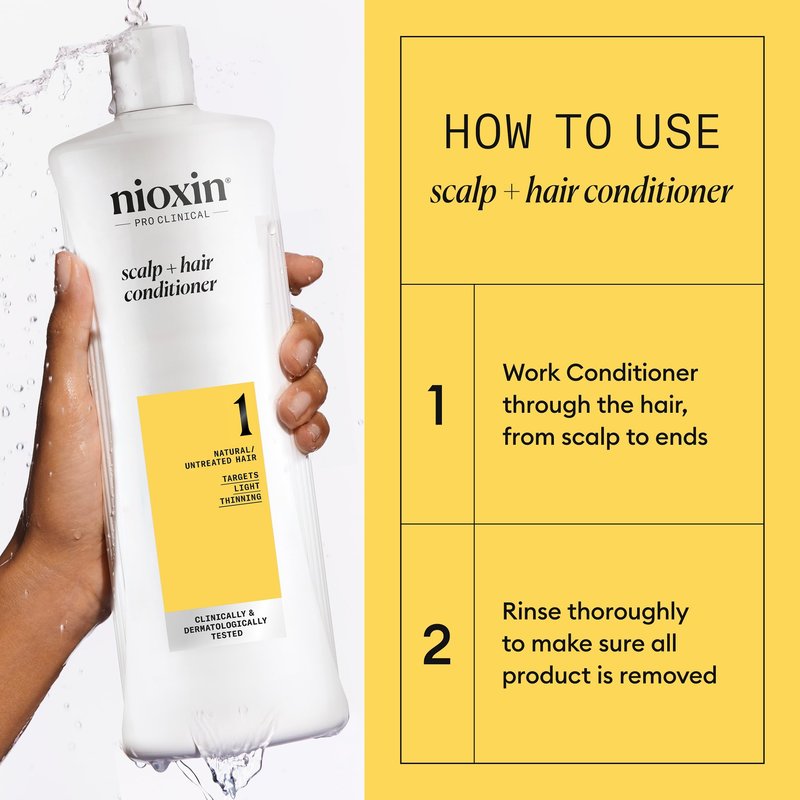 Nioxin Scalp + Hair Thickening System 1 Conditioner | For Natural or Untreated Hair with Light Thinning | With Niacinamide and Biotin | 33.8 Fl oz.