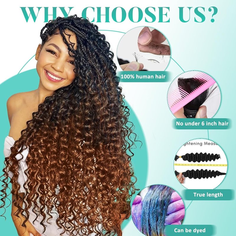 Ombre Human Braiding Hair for Boho Braids 14 Inch 120g Deep Wave Bulk Boho Human Hair for Braiding Curly Knotless Bohemian Braids 12A 100% Brazilian Virgin No Weft Extensions 3 Bundles/Pack T1B/27