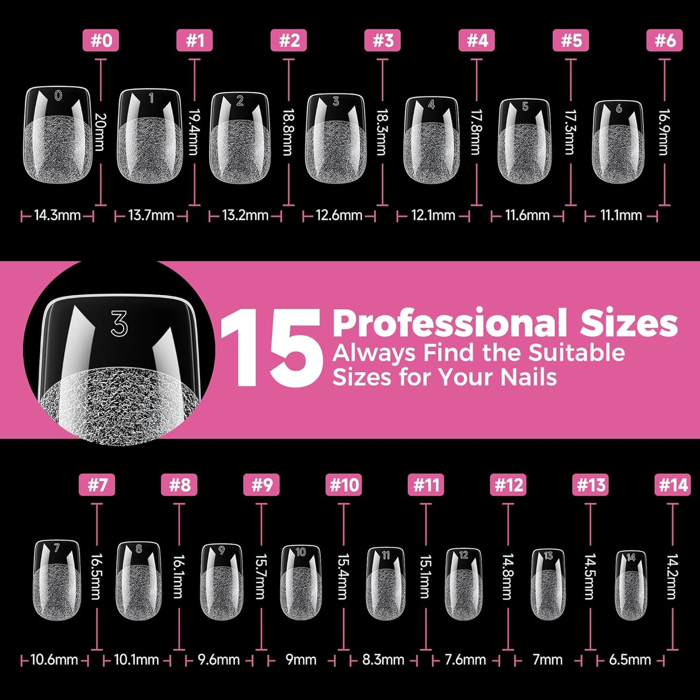UNA GELLA Gel Nail Tips - Short Square Press-On Nails, 300pcs Full Cover for DIY Nail Extensions
