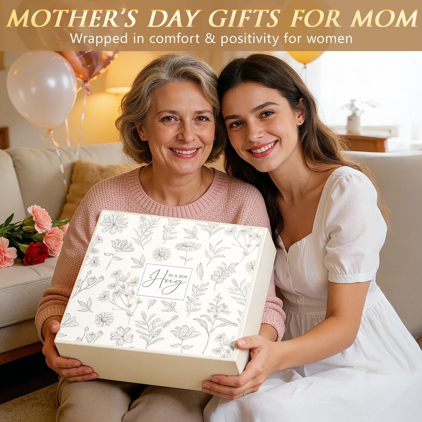 Mothers Day Gift for Mom Women Birthday Self Care Gifts, Scented SPA Bath Gift Basket Get Well Soon Care Package for Her w/ Positive Affirmation Cards, Feel Better Gifts for Wife Grandma Girl Friends