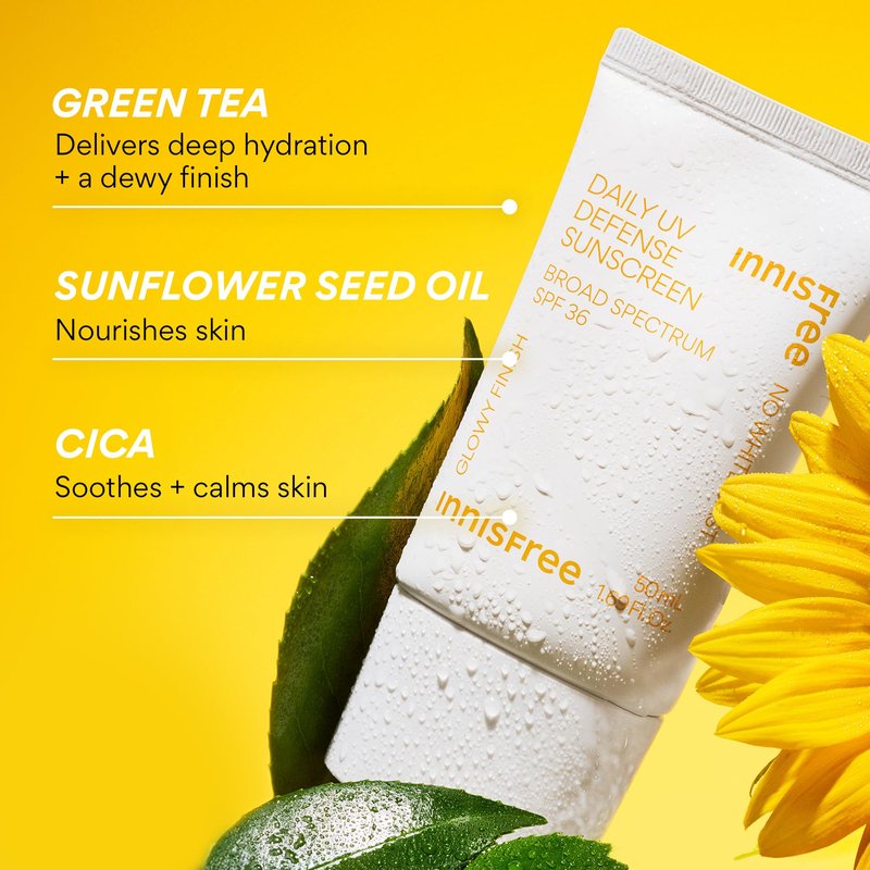 Innisfree Daily UV Defense SPF 36 – Korean Face Sunscreen, Invisible Finish, Broad Spectrum, No White Cast, Lightweight, Hydrating