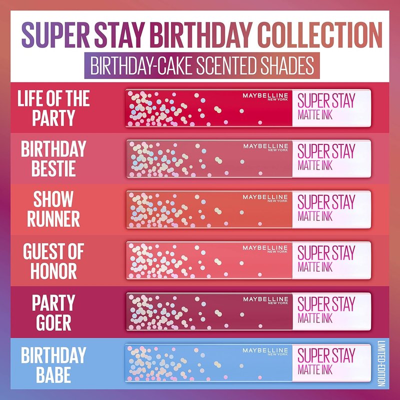 Maybelline Super Stay Matte Ink Liquid Lipstick - Transfer-Proof, Long-Lasting | Birthday Babe, 0.17 fl oz