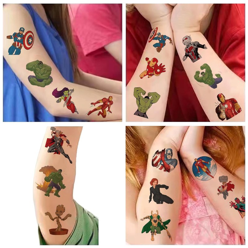 Cartoon Avenger Temporary Tattoos for Kids - 40 Sheets of Fun Party Favors | Perfect for Birthdays, Rewards & Activities