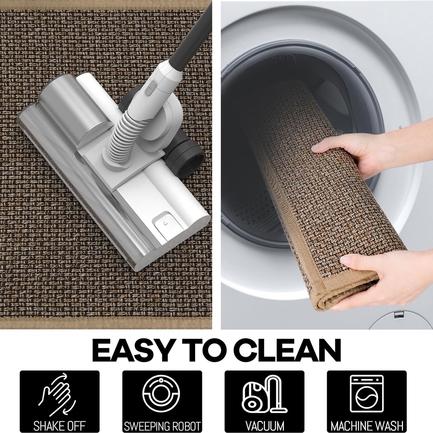 Hargiis Kitchen Rug, Rubber Non Slip Kitchen Rugs Washable, Absorbent Runner Mat for Floor, Machine Washable Standing Mats for in Front of Sink, Door, Laundry, Entryway, Entrance (Brown, 47" × 17.3")