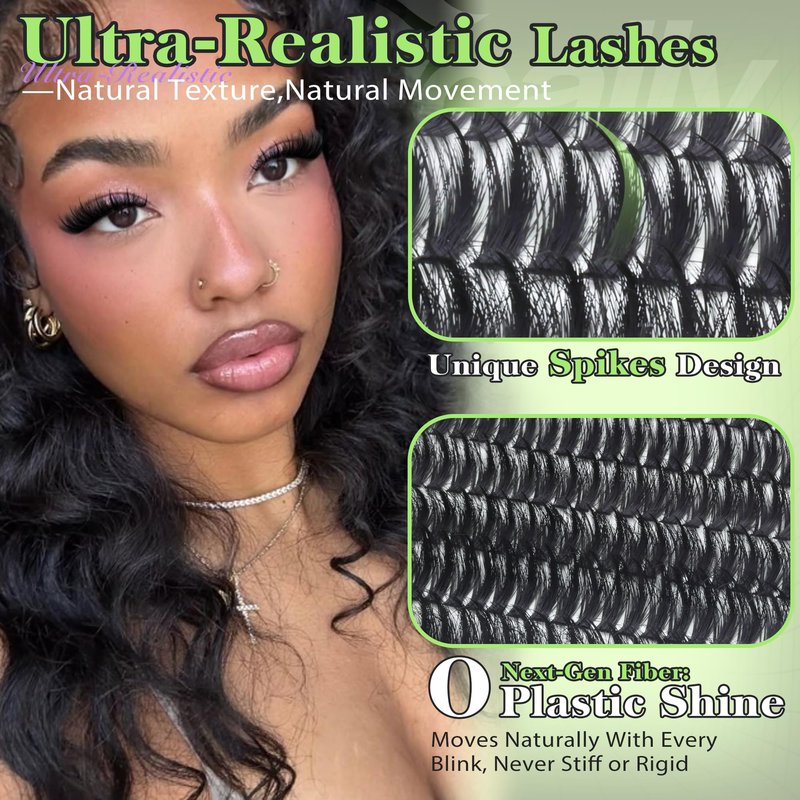 Lash Clusters with Spikes Manga Eyelash Clusters Fluffy Cluster Eyelash Extensions Spiky10-18MM D-curly Wispy Cluster Lashes Volume Eye Lash Clusters Soft Individuals Lashes by Newcally