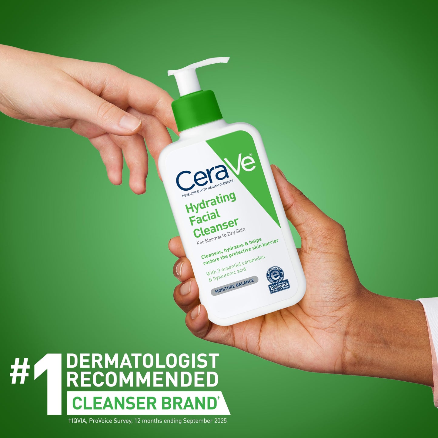 CeraVe Hydrating Facial Cleanser, Moisturizing Face Wash For Dry Skin, Hyaluronic Acid + Ceramides + Glycerin, Hydrating Cleanser For Normal To Dry Skin, National Eczema Association Certified, 16 Oz