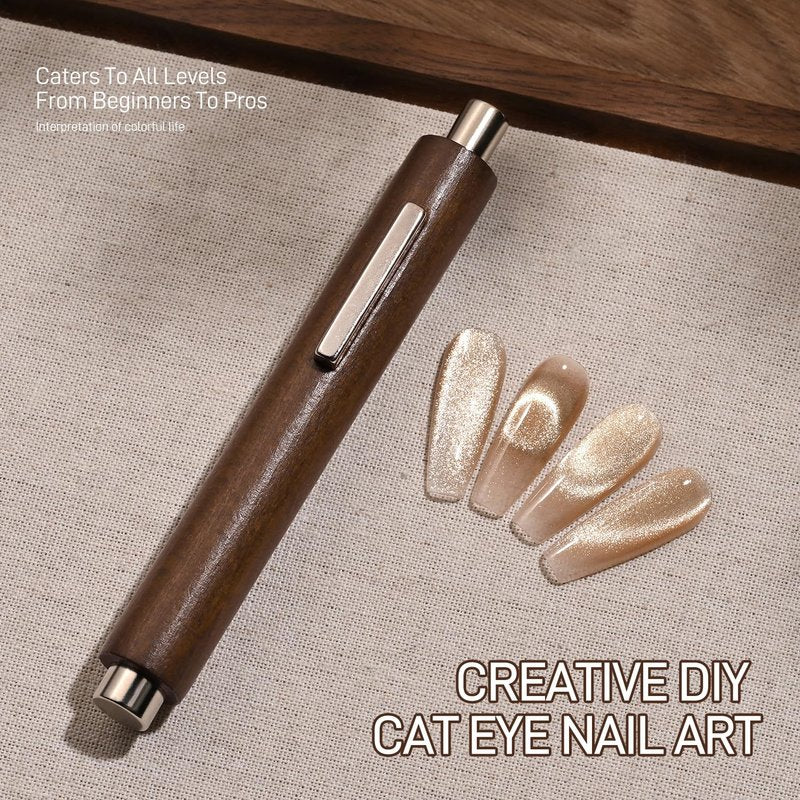 GAOY 3-in-1 Cat Eye Magnet for Nails, Cigar Shape Nail Magnet, Multi-Function Nail Magnets for Nail Art DIY at Home, Brown