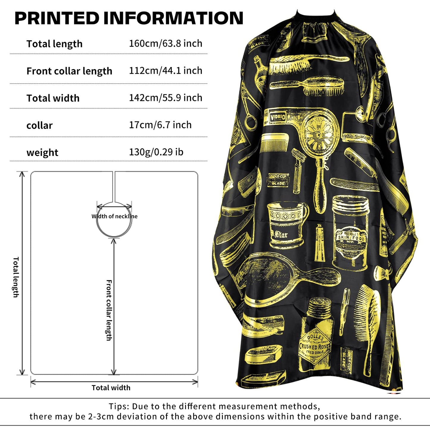Waterproof Barber Cape for Men - Hair Cutting Cape for Haircuts, Salon, and Adults - Barber Supplies and Accessories