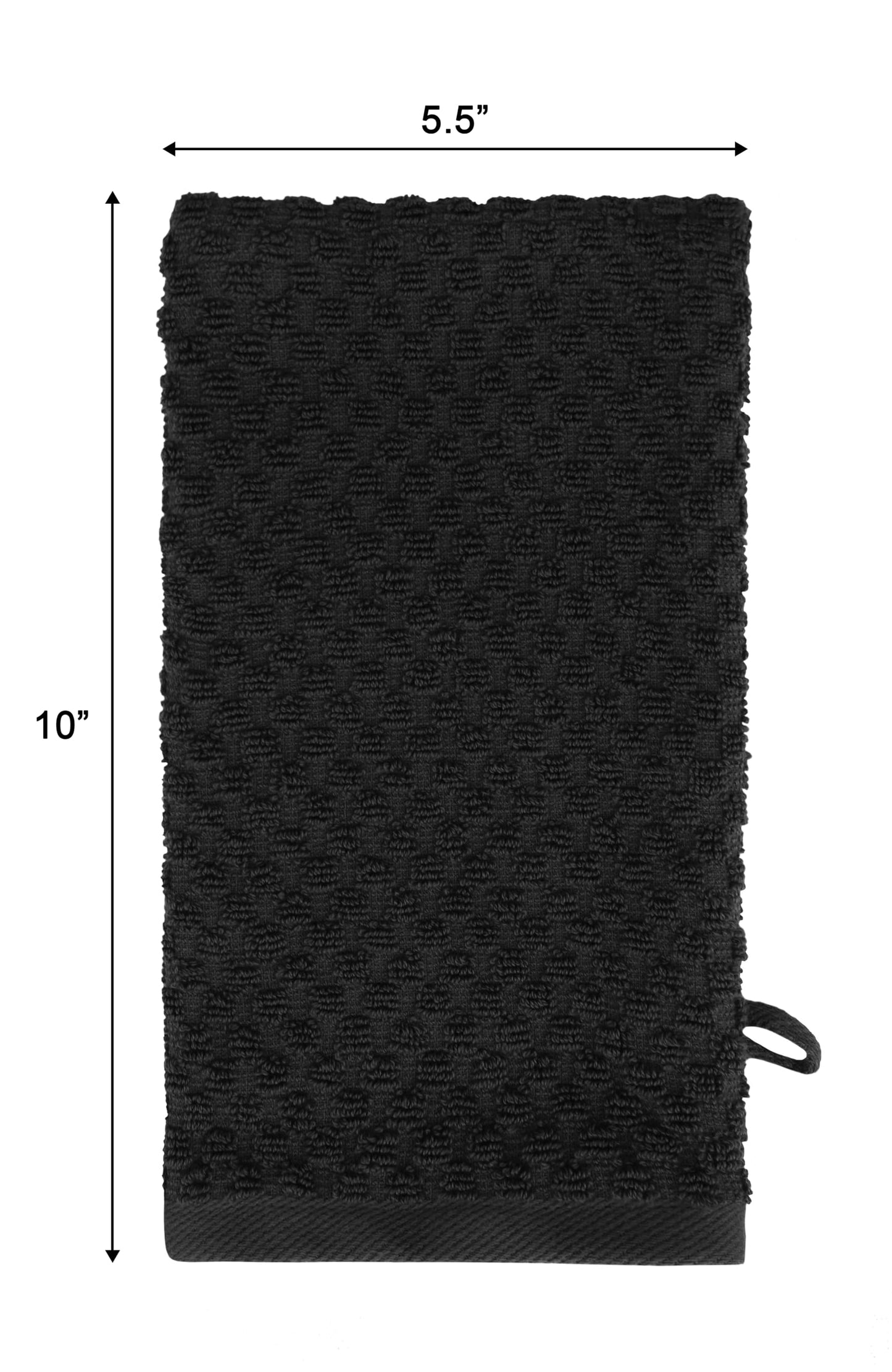 COTTON CRAFT Bath Mitt - Exfoliating Glove - Set of 6 Euro Spa Waffle Weave Towel Mitts - 100% Cotton Body Shower Glove Washcloth with Hanging Loop - Sensitive Skin Friendly - Large 5.5x10 -Black
