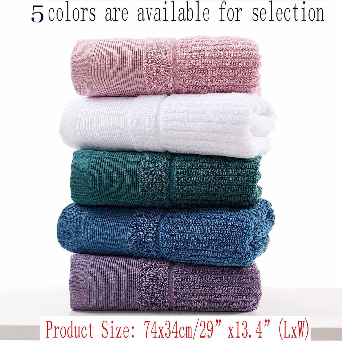 Tuechilles 13 x 29 Inch 100% Thickened Pure Cotton Towels, Bathroom Towels, Soft, Fast Water Absorption and Quick Drying, Ribbed Face Towels 4 Pcs - (Green)