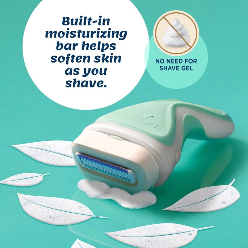Schick Intuition Razors for Women - Sensitive Skin Comfort | 1 Razor & 4 Organic Aloe Blades