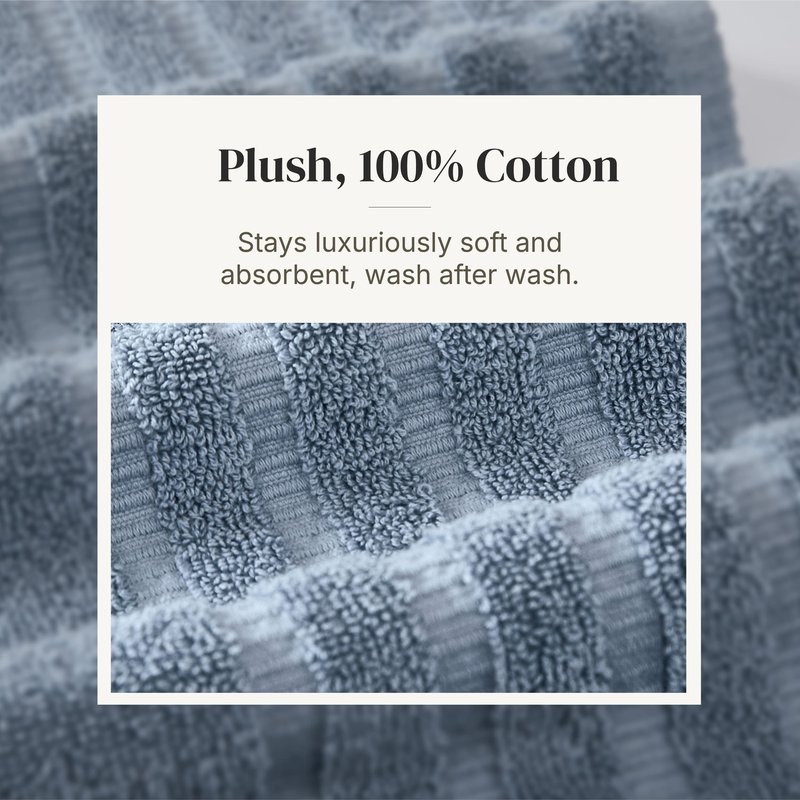 Modern Threads 6 Piece Bath Towel Set – Bathroom Set with 2 Bath Towels, 2 Hand Towels, and 2 Wash Cloths – 100% Cotton, Super Absorbent & Extra Soft – Reversible Natural Vine (Blue)