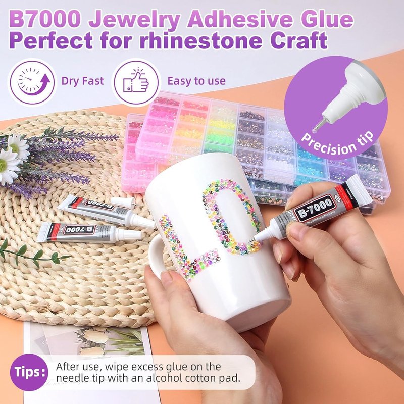 42 Colors 32000Pcs Jelly Rhinestones Bedazzling Kit, 3mm Multicolor Flatback Gems for Crafting, Bedazzle Kit with Tweezers Pen 3Pcs B7000 Glue for Clothes Book Shoes Nails Art Makeup