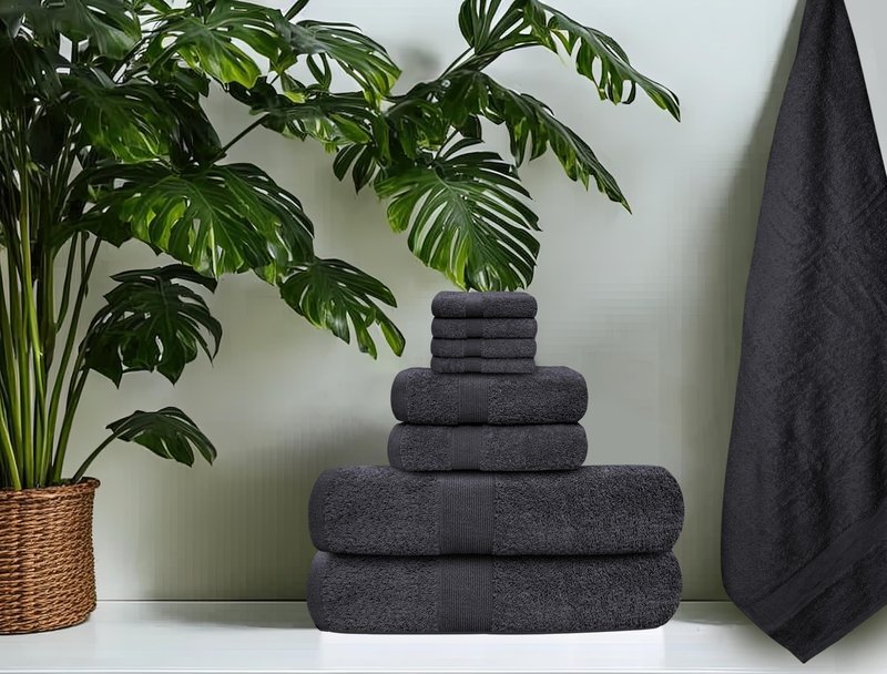 Softolle Luxury 8 Piece Towel Set, 2 Bath Towels 2 Hand Towels 4 Washcloths, Towels for Bathroom, Home, Spa & Gym - Highly Absorbent Ultra Soft Quick-Dry (Grey)