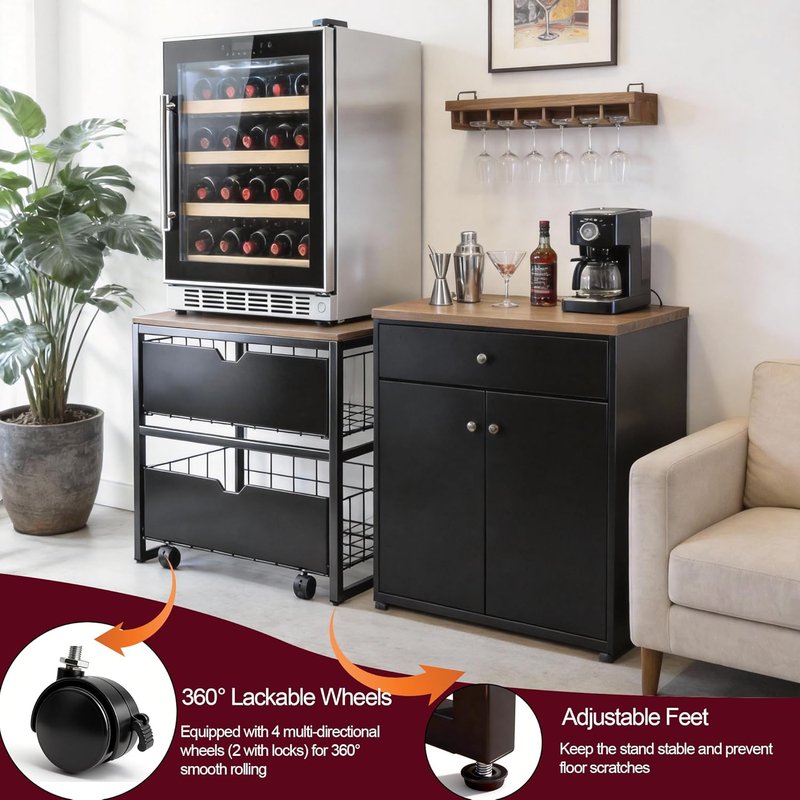 Mini Fridge Stand - Heavy Duty Storage Table for Dorms, Offices & Apartments | 21.6”L x 21.6”W x 22.2”H, 250 LBS Capacity