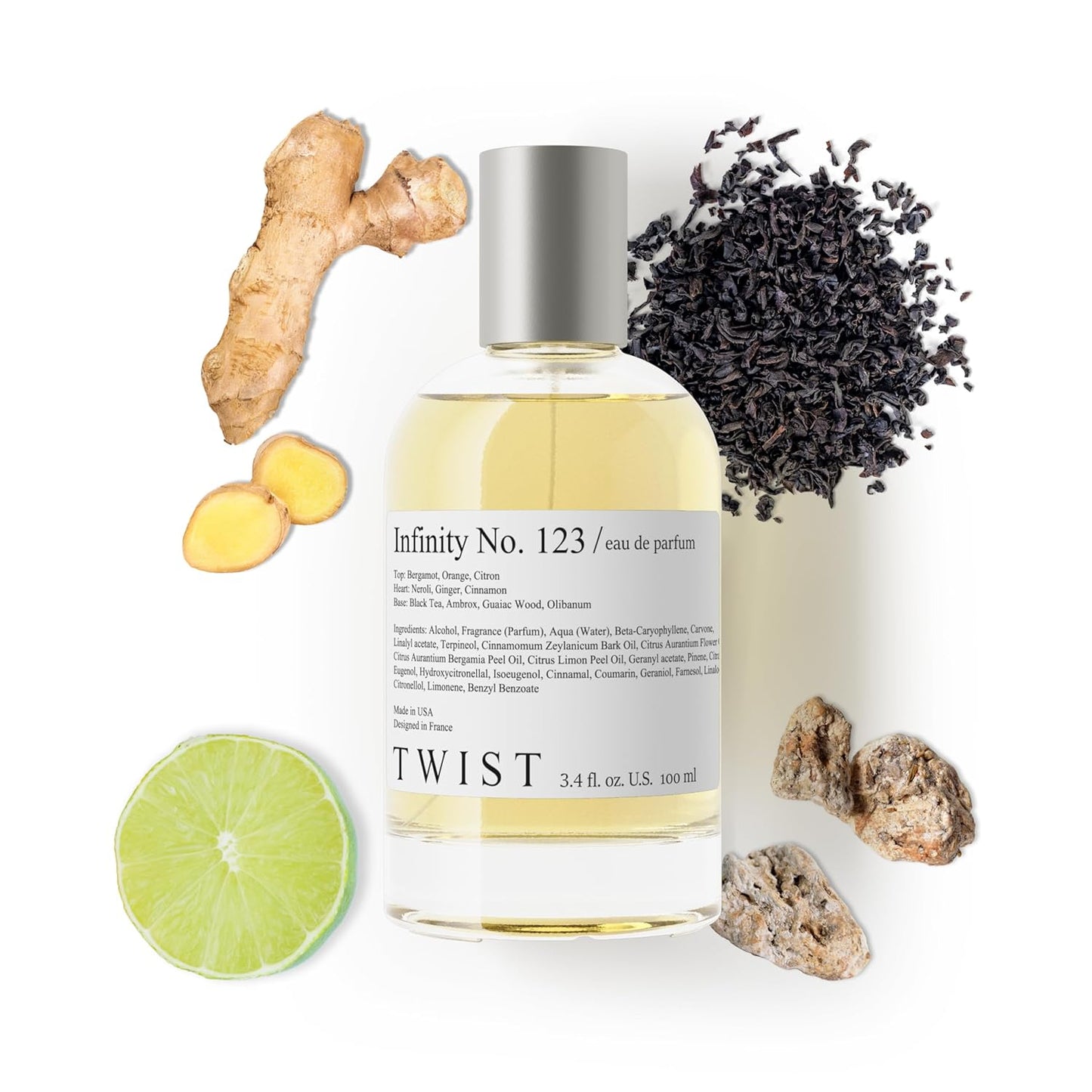 Twist Infinity No. 123 - Long-Lasting Eau De Parfum for Men | Citrus & Black Tea, Vegan, 100 ml