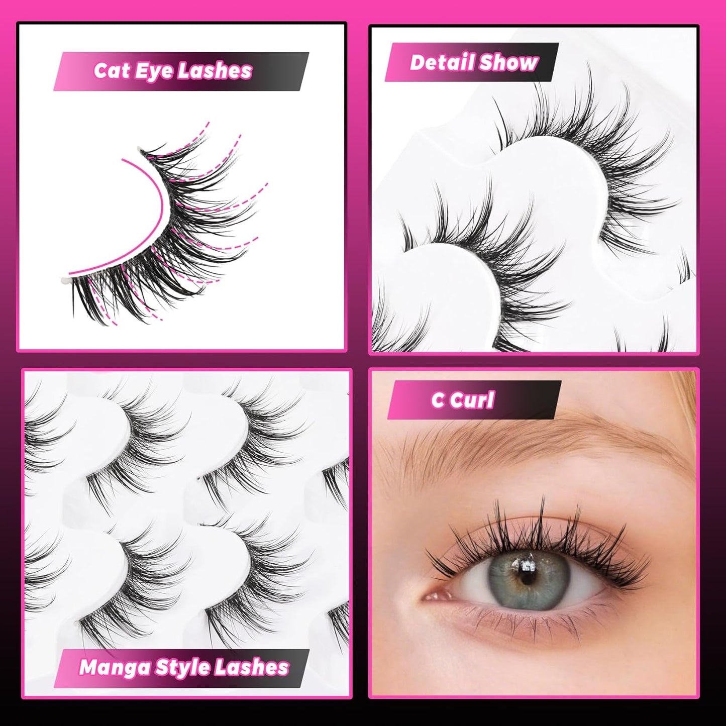 Veleasha Spiky False Eyelashes - 100% Handmade, Lightweight & Natural Look | 5 Pairs (009)