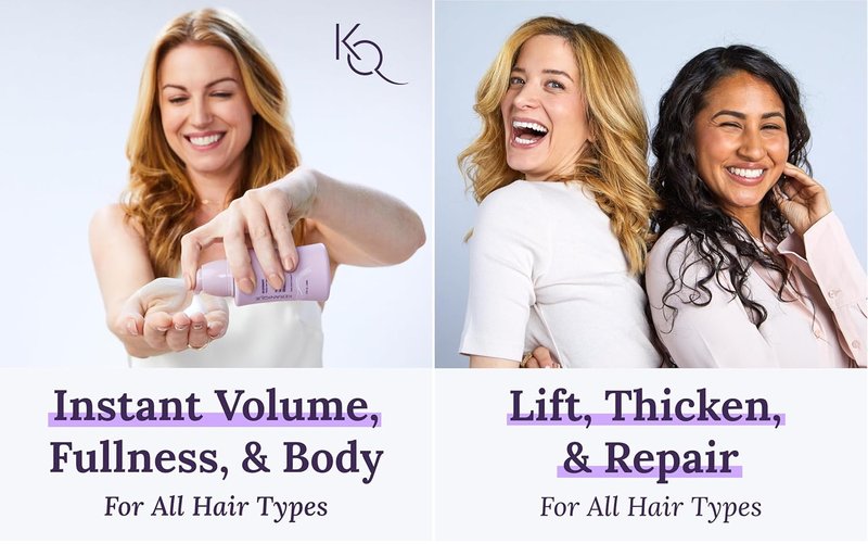 Keranique Volume & Protect Styling Kit - Volumizing Hair Mousse & Heat Protectant Spray for Fine Hair | 2 oz & 3.4 oz