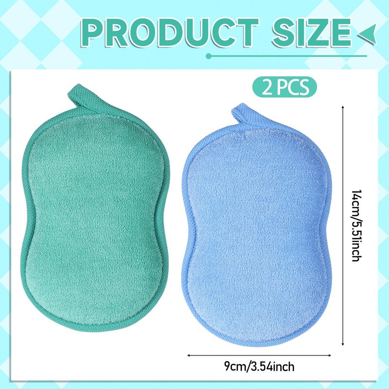 HJZHII 2Pcs Baby Bath Sponge, Soft Sponge for Bathing, Double-Sided Absorbent Loofah for Infants Kids Men Women
