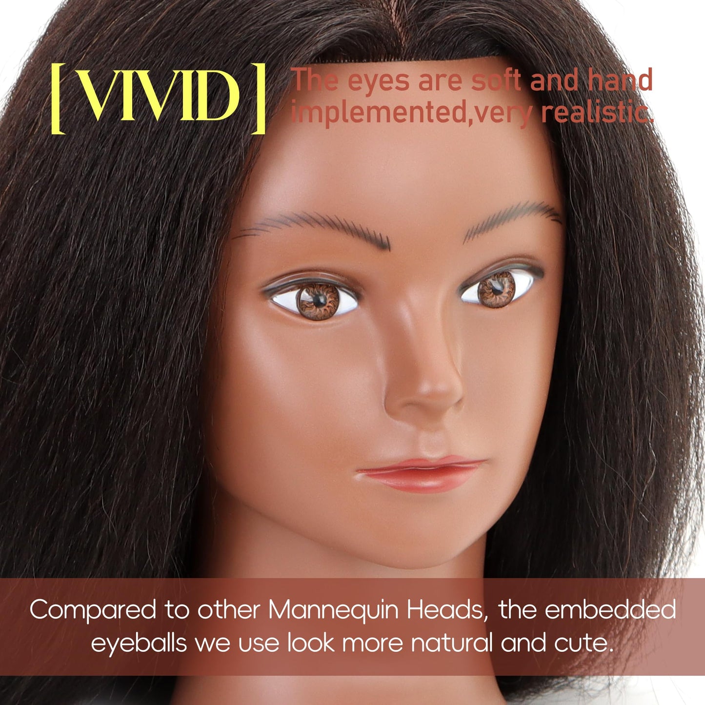 YODIDI Mannequin Head with 100% Human Hair, Manikin Head Human Hair Cosmetology Doll Head for Hair Styling Hairdresser Practice Braiding with Table Clamp Stand and Tools (16 inch)