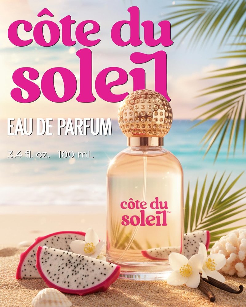 PB ParfumsBelcam Côte du Soleil Eau de Parfum for Women - Tropical Fruity Floral Scent with Dragon Fruit, Jasmine & Vanilla - 3.4 fl oz Long-Lasting Luxury Perfume