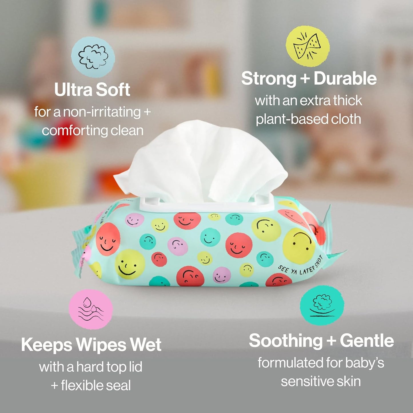The Honest Company Plant-Based Snot Removing Wipes - Soothing Aloe Formula for Sensitive Skin | 30 Count