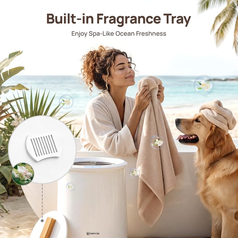 Keenray Towel Warmer, Large Towel Warmers for Bathroom with 4 Heat Timer and Up to 24 Hour Delay Timer, Luxury Towel Warmer Bucket, Towel Heater for Oversize Bathrobes Blankets, Upgraded CL1Plus