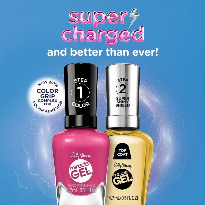 Sally Hansen Miracle Gel Supercharged Pinks Nail Polish | Salon Quality Gel-Like Formula, Two-Step System, No UV Light Needed, Long Lasting | 580 Unstop-purple | Purple Crème Nail Color