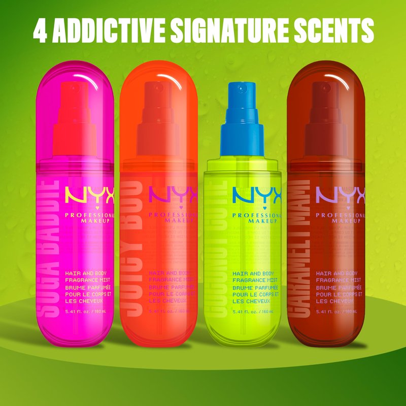 NYX PROFESSIONAL MAKEUP Fat Oil Fragrance Mist Perfume in Caramelt Mami, Caramel Scented Long Lasting Hair & Body Spray With Brown Sugar & Pistachio Notes, Vegan & Cruelty-Free, 2.7 fl oz