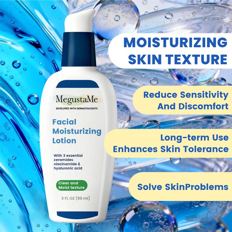 MegustaMe Facial Moisturizing Lotion Day and Night Use Repair Cream Contains Hyaluronic Acid and Niacinamide Lightweight and Non-Greasy Easy to Absorb 3FL.OZ