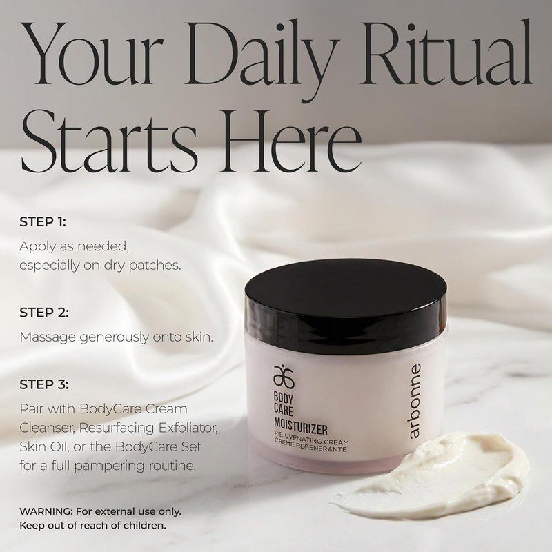 BodyCare Moisturizer Cream – Rich Hydrating Body Lotion with Omega 3-6-9, Shea, Aloe, and Vitamin E; Spa-Like Hydration for Daily Use, by Arbonne.