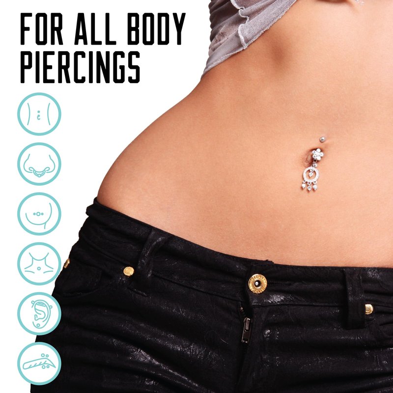 BASE LABORATORIES Piercing Aftercare Hypochlorous Acid Spray PRO - 8 OZ | Ear Piercing Cleaner | Saline Solution Piercing Aftercare - Saline Spray for Piercings, Bumps & Keloids | Ear, Nose, Belly