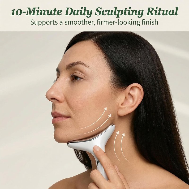 Eden & Elm Face & Neck Sculpting Massager - 7-Color LED Tool for Firm Skin | Ergonomic Wireless Design