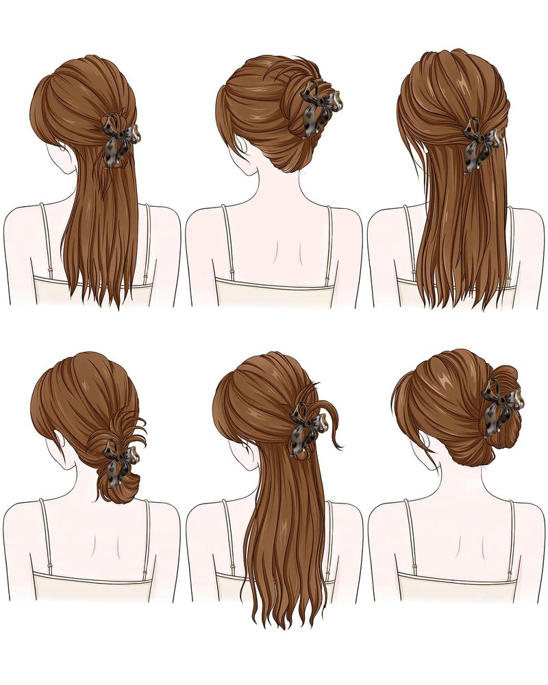 Mesovor 4 Pack Cute Bow Claw Clip for Women, Nonslip Large Matte Strong Hold Bows Hair Clips for Thin and Thick Hair | Chic Hair Styling Accessories (4.1" Black, Leopard)