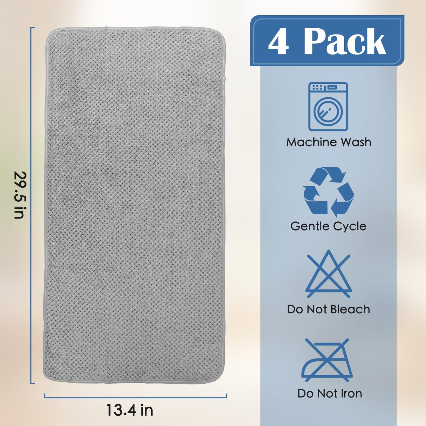 Vermiels 4 Pack Quick to Dry Hand Towels Microfiber Highly Absorbent Towels Perfect for Bathroom & Kitchen Shower, Spa, Hand Towel 14 x 30 inches (Gray)
