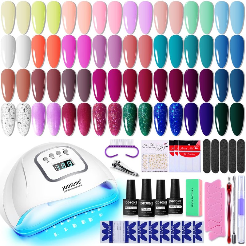 Gel Nail Polish Kit with UV Light - 32 Color Soak Off Set | DIY Manicure Tools for Women
