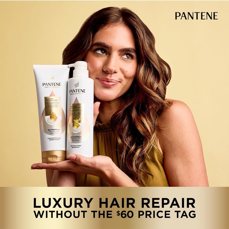 Pantene Pro-V Miracles Shampoo - Sulfate-Free Regenerative Oil Blend for Dry, Damaged Hair | 13.5 Fl Oz