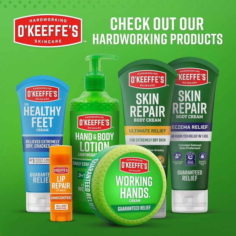O'Keeffe's Gift Box - Lip Repair with Cherry & Vitamin E, Working Hands & Healthy Feet Jars | Perfect Gift for Moms & Caretakers