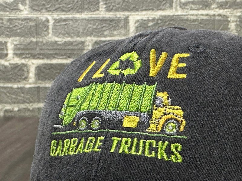 Horpe Garbage Trucks Hat for Kid, Trash Baseball Cap for Boys & Girls, Embroidered Washed Black Snapback Cap for Child